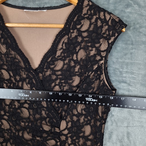 Womens Top Medium Black Y2K Floral Lace Mesh Whimsigoth Fairy Grunge Goth Fitted - Picture 3 of 7